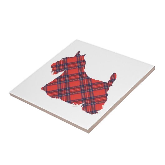 Scottish Terrier Stewart Tartan Fliese (Seite)
