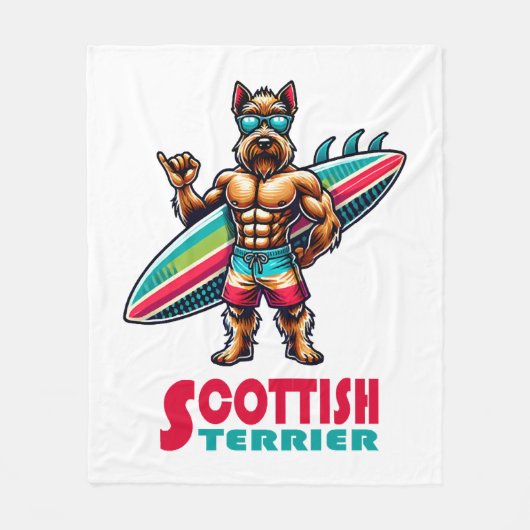 Scottish Terrier Surfer Fleecedecke (Vorderseite)