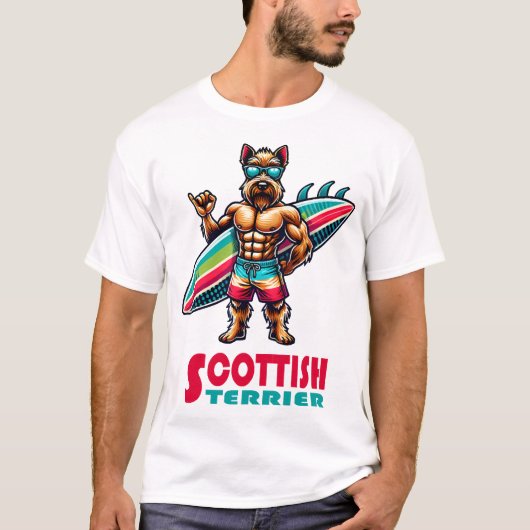 Scottish Terrier Surfer T-Shirt (Vorderseite)