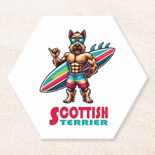 Scottish Terrier Surfer Untersetzer (Vorderseite)