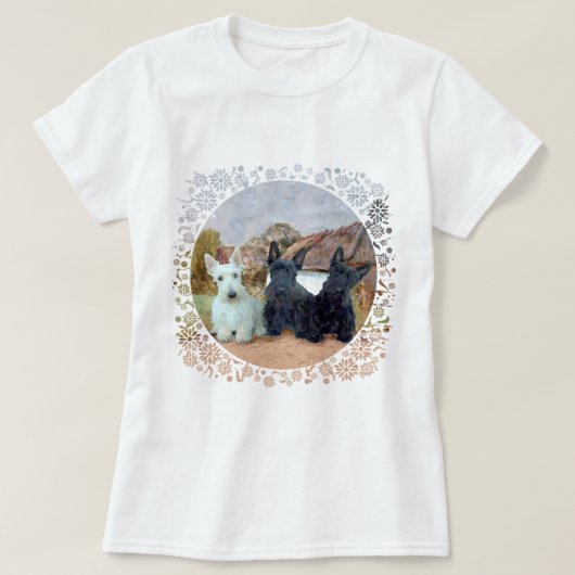 Scottish Terrier Tartan Design T-Shirt (Design vorne)