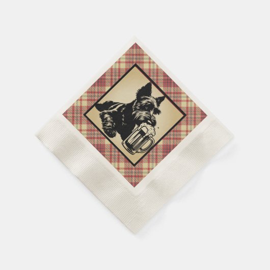 Scottish Terrier Tartan Plaid Earthtones Serviette (Ecke)