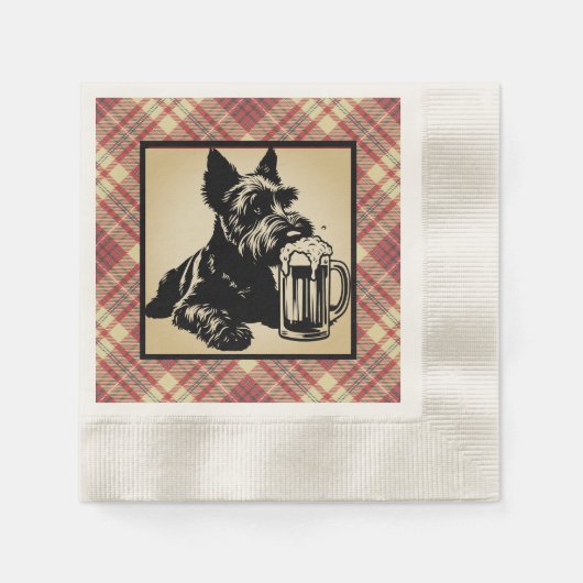 Scottish Terrier Tartan Plaid Earthtones Serviette (Vorderseite)