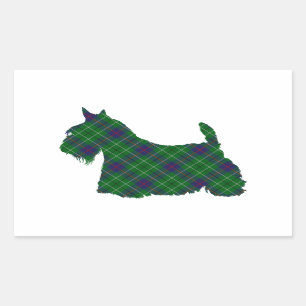 Scottish Terrier Tartan Silhouette Rechteckiger Aufkleber