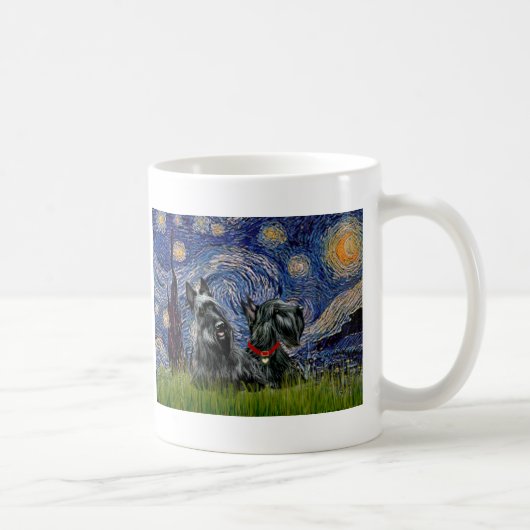 Scottish Terrier (two blk) - Starry Night Kaffeetasse (Rechts)