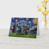 Scottish Terrier (two blk) - Starry Night Karte (Gelbe Blume)