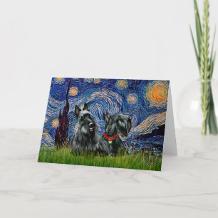 Scottish Terrier (two blk) - Starry Night Karte
