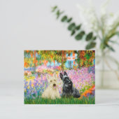 Scottish Terrier (two BW) - Garden Postkarte (Stehend Vorderseite)