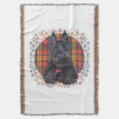 Scottish Terrier über Tartan Decke (Vorderseite Vertikal)