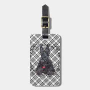 Scottish Terrier über Tartan Gepäckanhänger