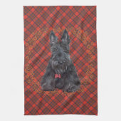 Scottish Terrier über Tartan Geschirrtuch (Vertikal)