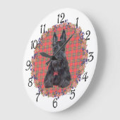 Scottish Terrier über Tartan Große Wanduhr (Winkel)