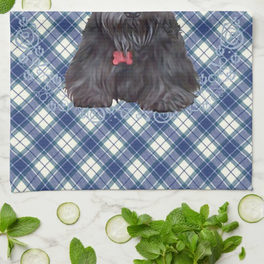 Scottish Terrier über Tartan Handtuch (Gefaltet)