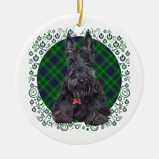 Scottish Terrier über Tartan Keramik Ornament (Vorne)