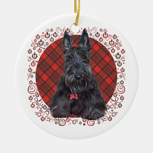 Scottish Terrier über Tartan Keramik Ornament (Vorne)