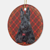 Scottish Terrier über Tartan Keramikornament (Links)
