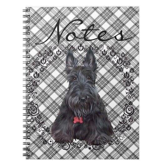 Scottish Terrier über Tartan Notizblock (Vorderseite)