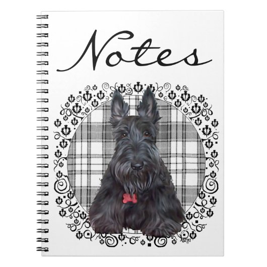 Scottish Terrier über Tartan Notizblock (Vorderseite)