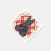 Scottish Terrier über Tartan Serviette (Ecke)