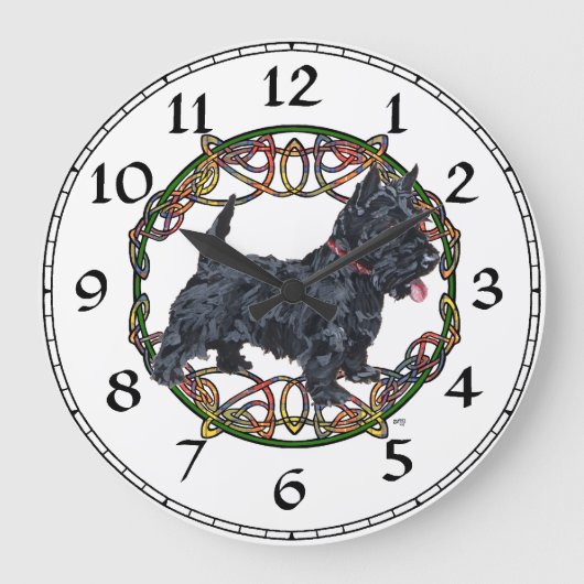 Scottish-Terrier-Uhr Große Wanduhr (Vorderseite)
