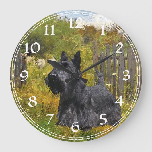 Scottish-Terrier-Uhr Große Wanduhr (Vorderseite)