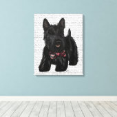 Scottish Terrier und Bow Leinwanddruck (Insitu (Holzboden))