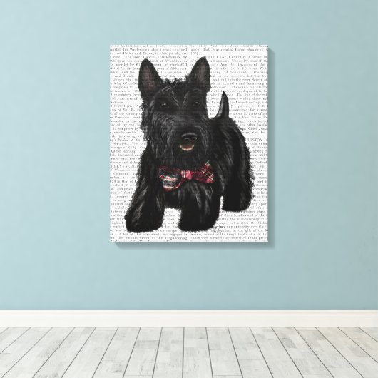 Scottish Terrier und Bow Leinwanddruck (Insitu (Holzboden))