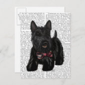 Scottish Terrier und Bow Postkarte (Vorne/Hinten)