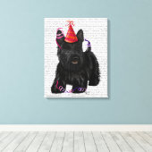Scottish Terrier und Party Hat Leinwanddruck (Insitu (Holzboden))