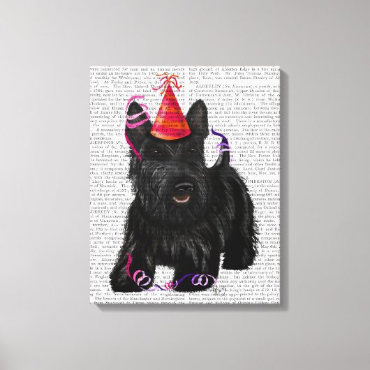 Scottish Terrier und Party Hat Leinwanddruck (Vorderseite)