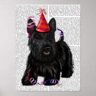 Scottish Terrier und Party Hat Poster