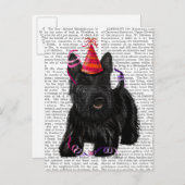 Scottish Terrier und Party Hat Postkarte (Vorne/Hinten)