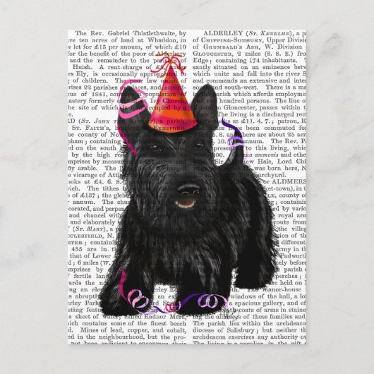 Scottish Terrier und Party Hat Postkarte (Vorderseite)