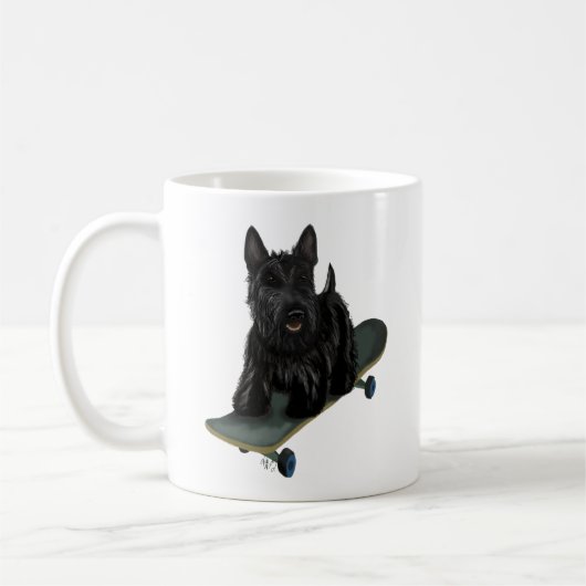 Scottish Terrier und Skateboard Kaffeetasse (Links)