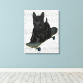 Scottish Terrier und Skateboard Leinwanddruck (Insitu (Holzboden))