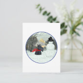Scottish Terrier und Snowman Postkarte (Stehend Vorderseite)