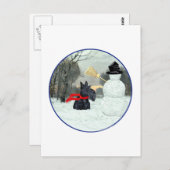Scottish Terrier und Snowman Postkarte (Vorne/Hinten)