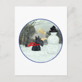 Scottish Terrier und Snowman Postkarte (Vorderseite)