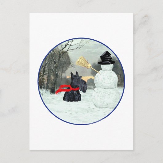 Scottish Terrier und Snowman Postkarte (Vorderseite)