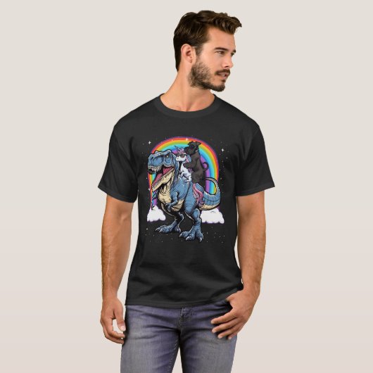 Scottish Terrier Unicorn Riding on T rex Dinosaur T-Shirt (Vorne ganz)
