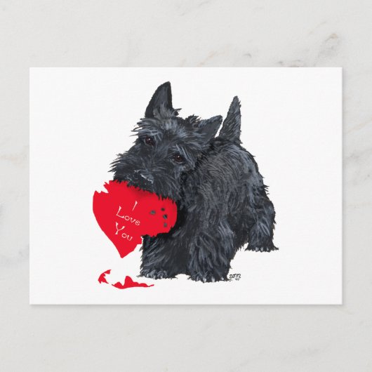 Scottish Terrier Valentine Feiertagspostkarte (Vorderseite)