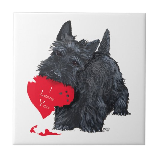 Scottish Terrier Valentine Fliese (Vorderseite)