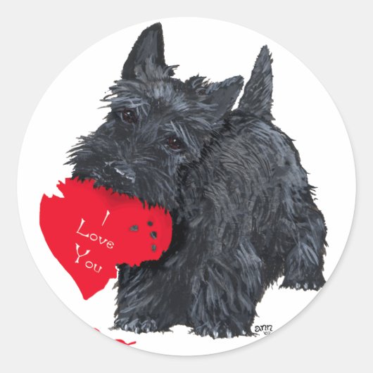 Scottish Terrier Valentine Runder Aufkleber (Vorderseite)