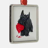 Scottish Terrier Valentine Silbernes Ornament (Rechts)