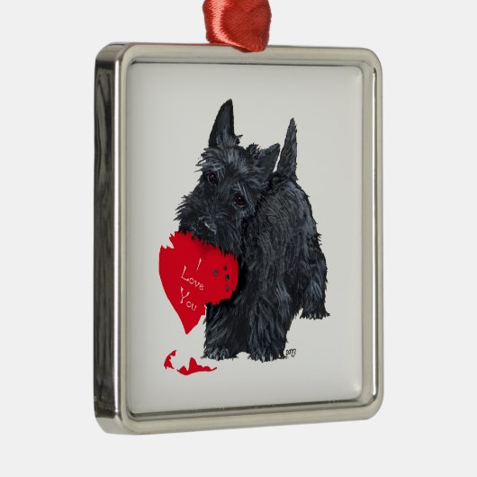 Scottish Terrier Valentine Silbernes Ornament (Rechts)