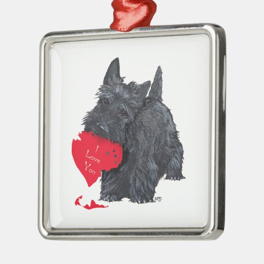 Scottish Terrier Valentine Silbernes Ornament (Links)