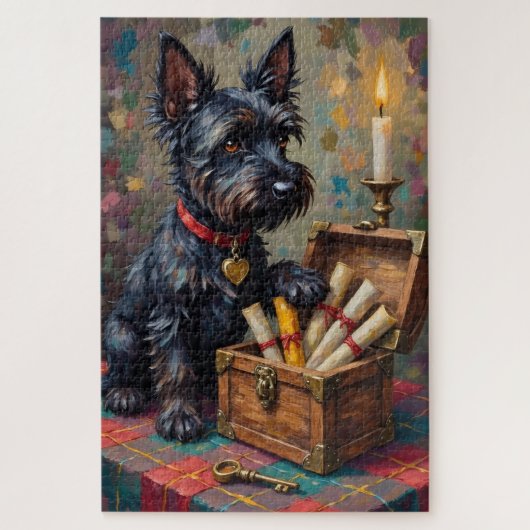 Scottish Terrier Valentine's Day Secret Love Chest Puzzle (Vertikal)