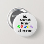 Scottish Terrier Walks Design Button (Vorne & Hinten)