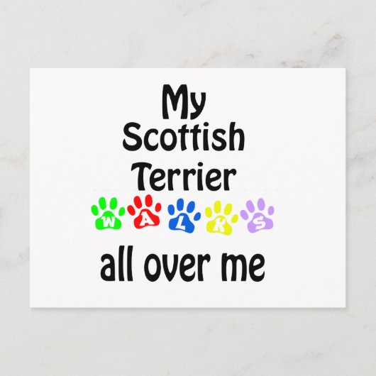 Scottish Terrier Walks Design Postkarte (Vorderseite)