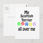 Scottish Terrier Walks Design Postkarte (Vorne/Hinten)